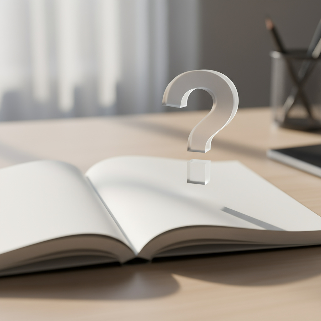 FAQ Konzept – Notizbuch mit Fragezeichen